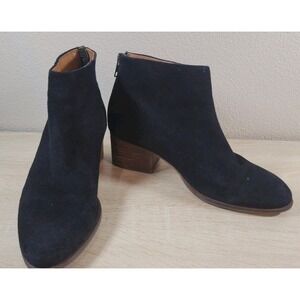 Seychelles‎ Suede Ankle Boots Black Block Heel Side Zip Women's Size 7